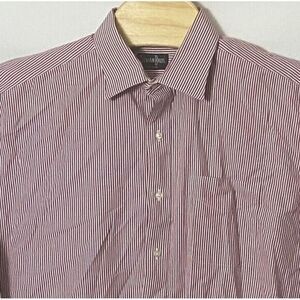 Gitman Bros Men Oxford Shirt 17-35 XL Red Striped Cotton Long Sleeve Made in USA